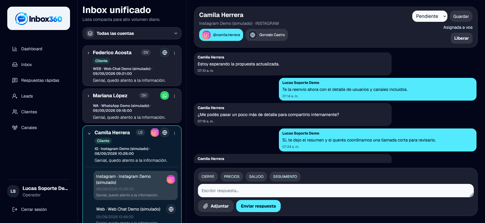 Inbox unificado de Inbox360